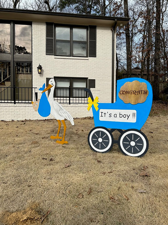 Stork, carriage - boy